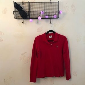 ❣️🐊Lacoste red long-sleeve polo